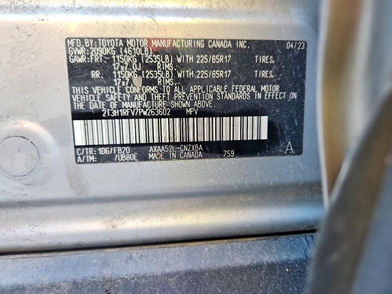 Aukcja sprzedaży 2023 Toyota Rav4, vin: 2T3H1RFV7PW263602, numer aukcji: 60392546