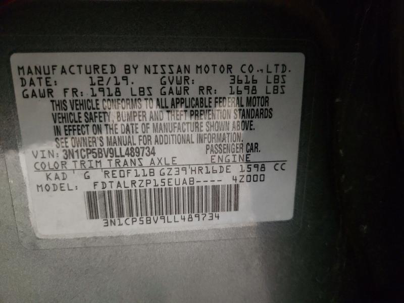 61624686 :رقم المزاد ، 3N1CP5BV9LL489734 vin ، 2020 Nissan Kicks مزاد بيع