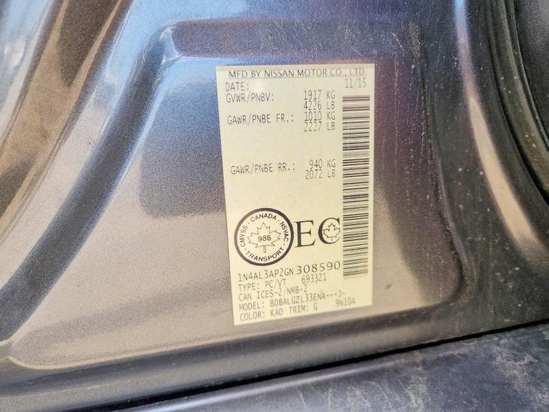 85963105 :رقم المزاد ، 1N4AL3AP2GN308590 vin ، 2016 Nissan Altima مزاد بيع