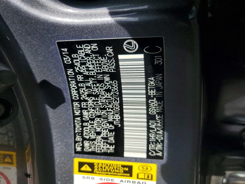60219766 :رقم المزاد ، JTHBK1GGXE2123665 vin ، 2014 Lexus Es مزاد بيع