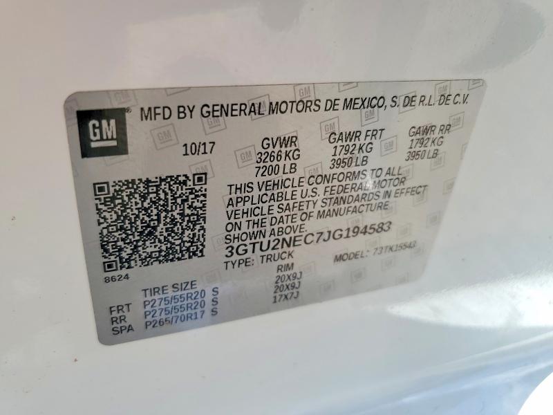 Продаж на аукціоні авто 2018 Gmc Sierra, vin: 3GTU2NEC7JG194583, номер лоту: 61249216