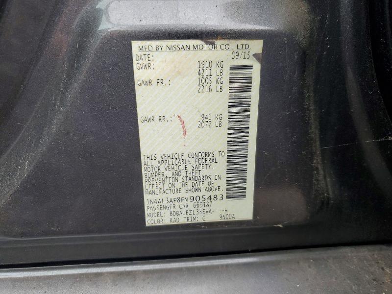 Aukcja sprzedaży 2015 Nissan Altima, vin: 1N4AL3AP8FN905483, numer aukcji: 59945746