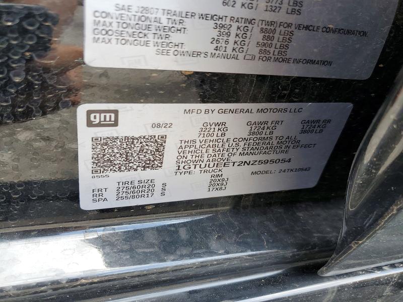 Продажа на аукционе авто 2022 Gmc Sierra, vin: 1GTUUEET2NZ595054, номер лота: 61326946
