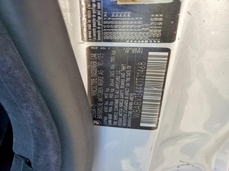 2004 Bmw 325 მანქანა იყიდება აუქციონზე, vin: WBABV13444JT21468, აუქციონის ნომერი: 63038196