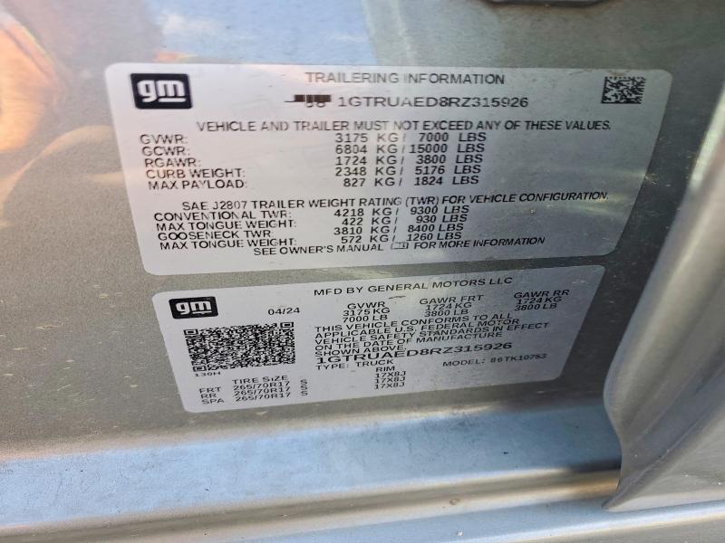 Aukcja sprzedaży 2024 Gmc Sierra, vin: 1GTRUAED8RZ315926, numer aukcji: 58525236