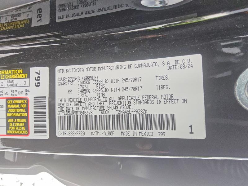 Продажа на аукционе авто 2024 Toyota Tacoma, vin: 3TYLB5JN9RT040378, номер лота: 59854856