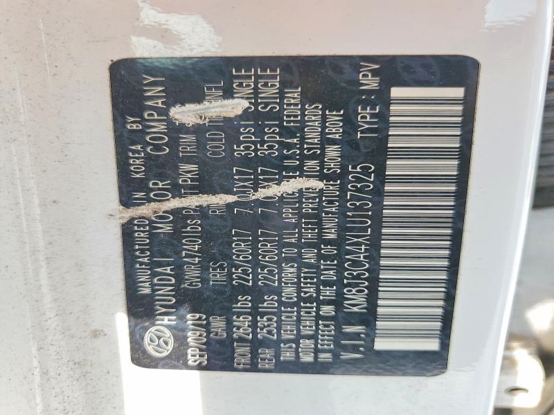 62687386 :رقم المزاد ، KM8J3CA4XLU137325 vin ، 2020 Hyundai Tucson مزاد بيع