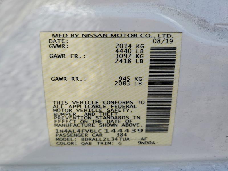 Aukcja sprzedaży 2020 Nissan Altima, vin: 1N4AL4FV6LC144439, numer aukcji: 63543646