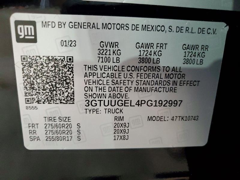 Продажа на аукционе авто 2023 Gmc Sierra, vin: 3GTUUGEL4PG192997, номер лота: 61643886