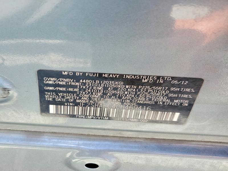 Aukcja sprzedaży 2012 Subaru Forester, vin: JF2SHAEC4CH469416, numer aukcji: 63173016