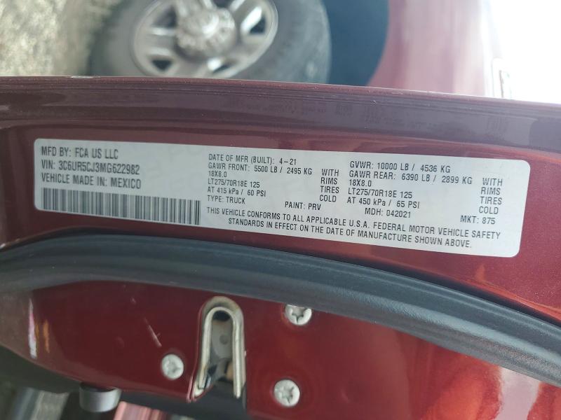 63164526 :رقم المزاد ، 3C6UR5CJ3MG622982 vin ، 2021 Ram 2500 مزاد بيع