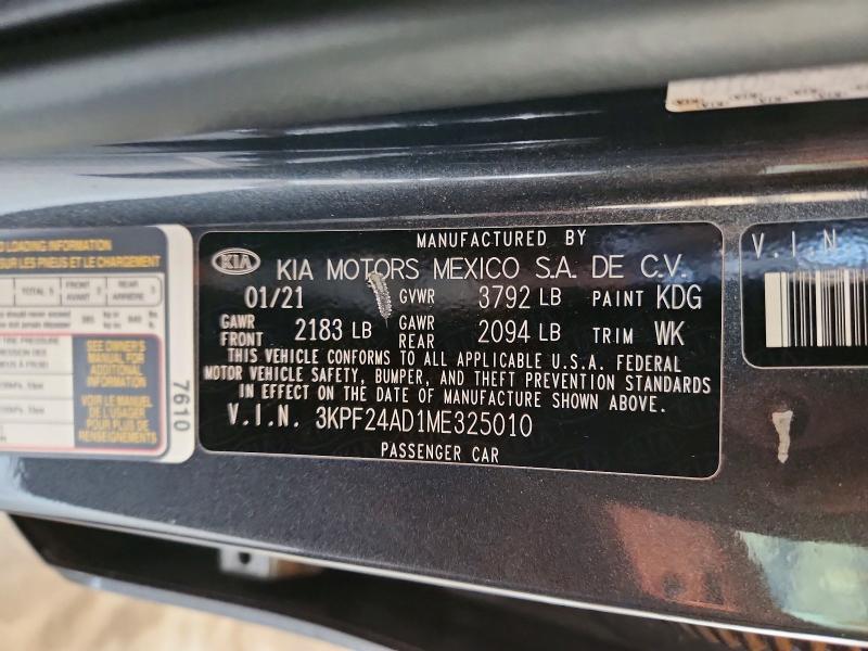 Продаж на аукціоні авто 2021 Kia Forte, vin: 3KPF24AD1ME325010, номер лоту: 62428986