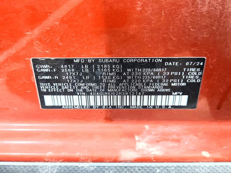 61423066 :رقم المزاد ، 4S4GUHU62R3812147 vin ، 2024 Subaru Crosstrek مزاد بيع