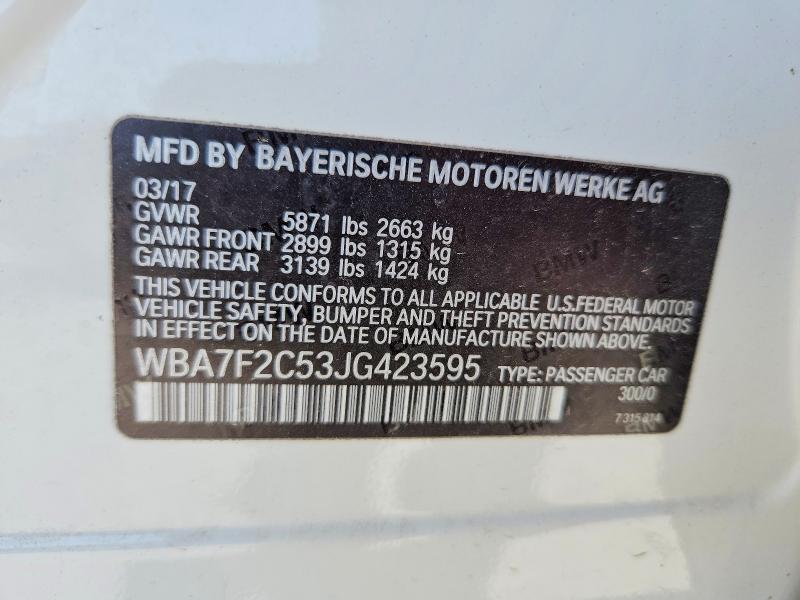 2018 Bmw 750 მანქანა იყიდება აუქციონზე, vin: WBA7F2C53JG423595, აუქციონის ნომერი: 62744216