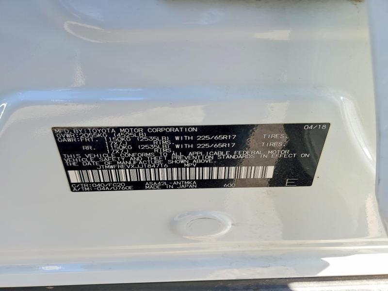 60485156 :رقم المزاد ، JTMWFREVXJJ184716 vin ، 2018 Toyota Rav4 مزاد بيع