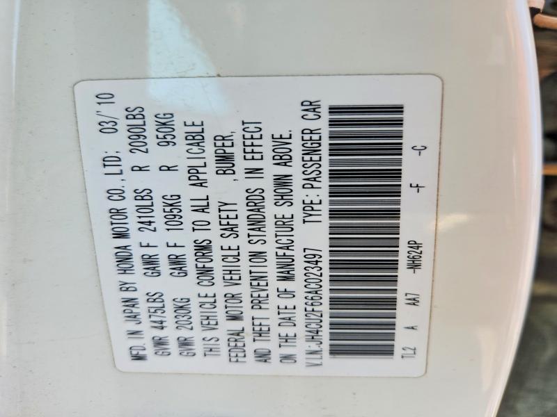 2010 Acura Tsx მანქანა იყიდება აუქციონზე, vin: JH4CU2F66AC023497, აუქციონის ნომერი: 60867656
