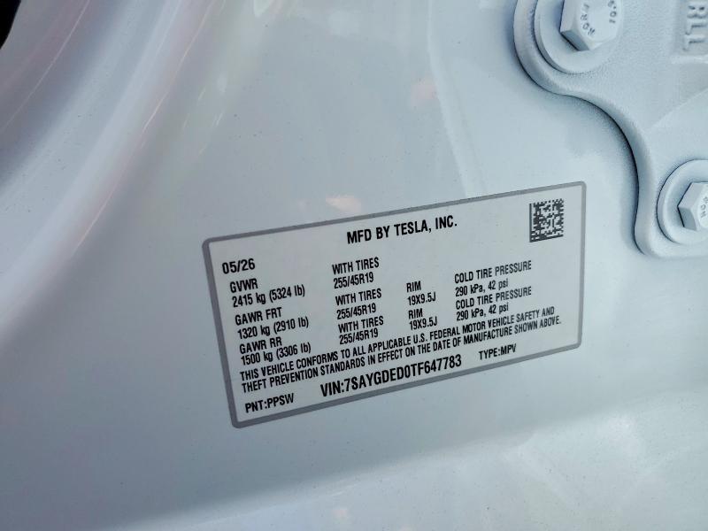 2026 Tesla Model Y მანქანა იყიდება აუქციონზე, vin: 7SAYGDED0TF647783, აუქციონის ნომერი: 59706056