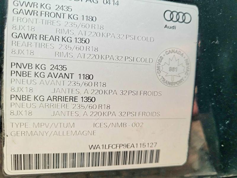 Продажа на аукционе авто 2014 Audi Q5, vin: WA1LFCFP9EA115127, номер лота: 60137836