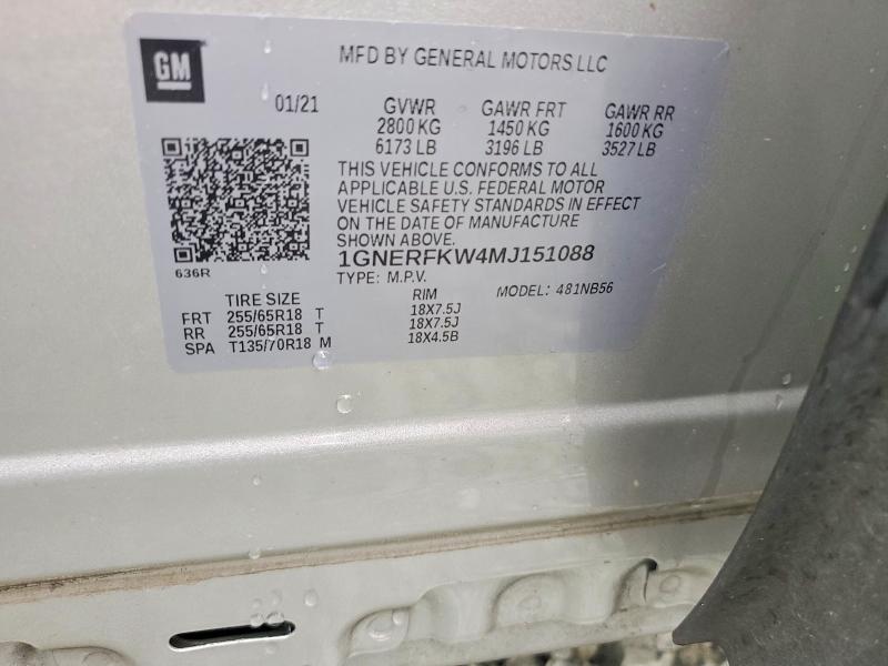 Продажа на аукционе авто 2021 Chevrolet Traverse, vin: 1GNERFKW4MJ151088, номер лота: 61941706