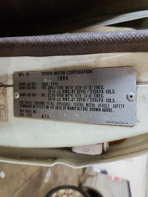 Продаж на аукціоні авто 1984 Toyota Land Cruiser, vin: JT3FJ60G4E1114452, номер лоту: 60807696