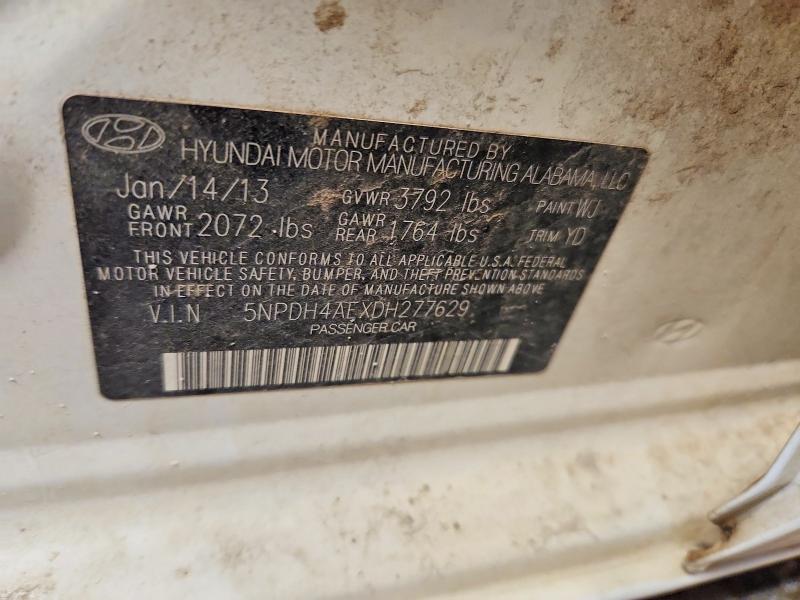 61587436 :رقم المزاد ، 5NPDH4AEXDH277629 vin ، 2013 Hyundai Elantra مزاد بيع