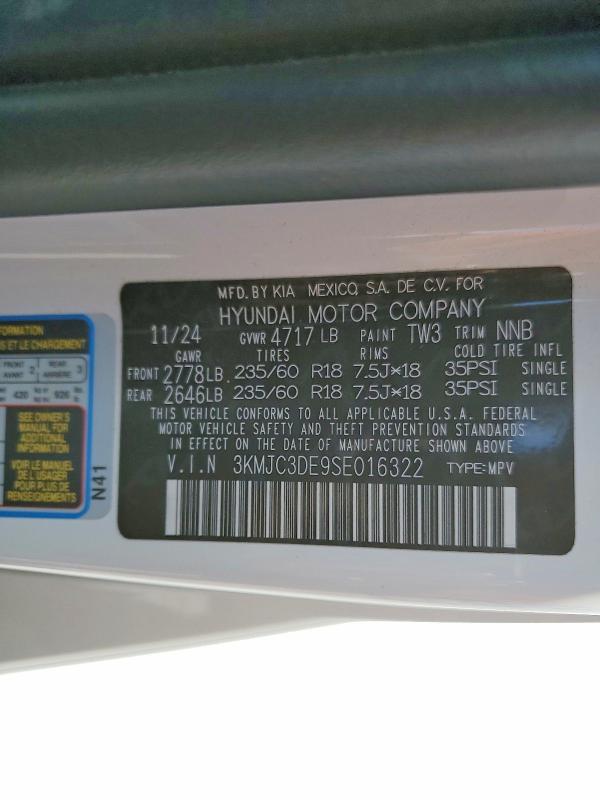 59861996 :رقم المزاد ، 3KMJC3DE9SE016322 vin ، 2025 Hyundai Tucson مزاد بيع
