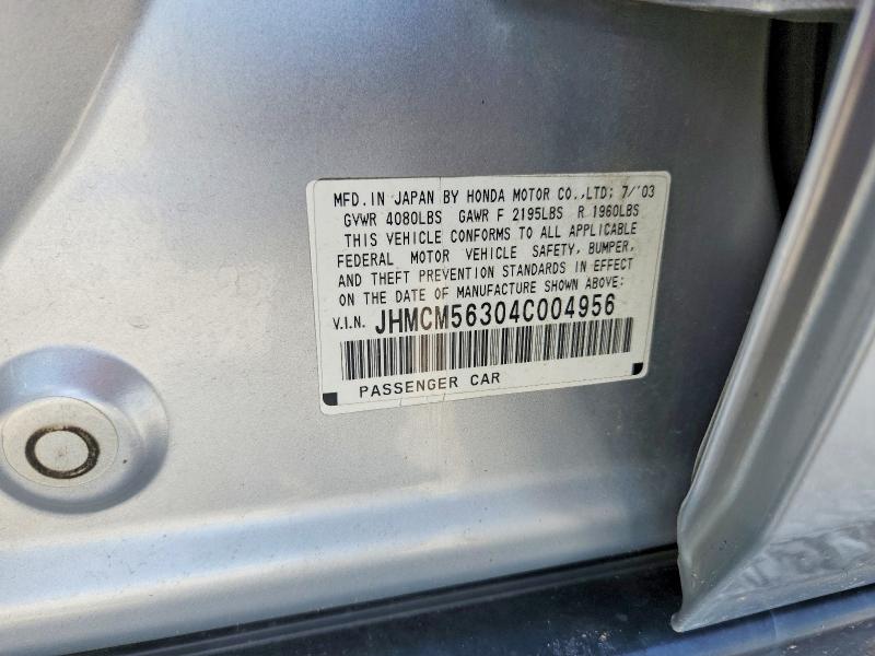 62470376 :رقم المزاد ، JHMCM56304C004956 vin ، 2004 Honda Accord مزاد بيع