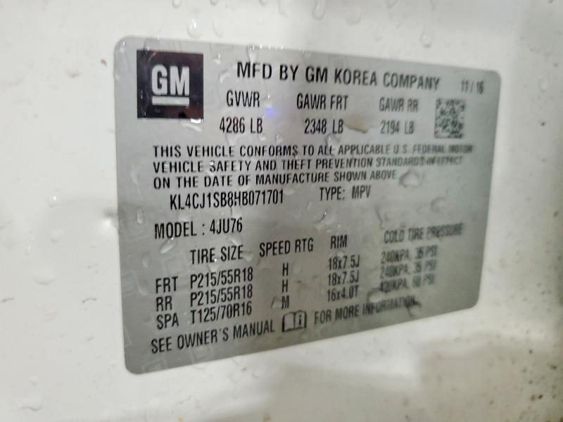 Aukcja sprzedaży 2017 Buick Encore, vin: KL4CJ1SB8HB071701, numer aukcji: 60558816