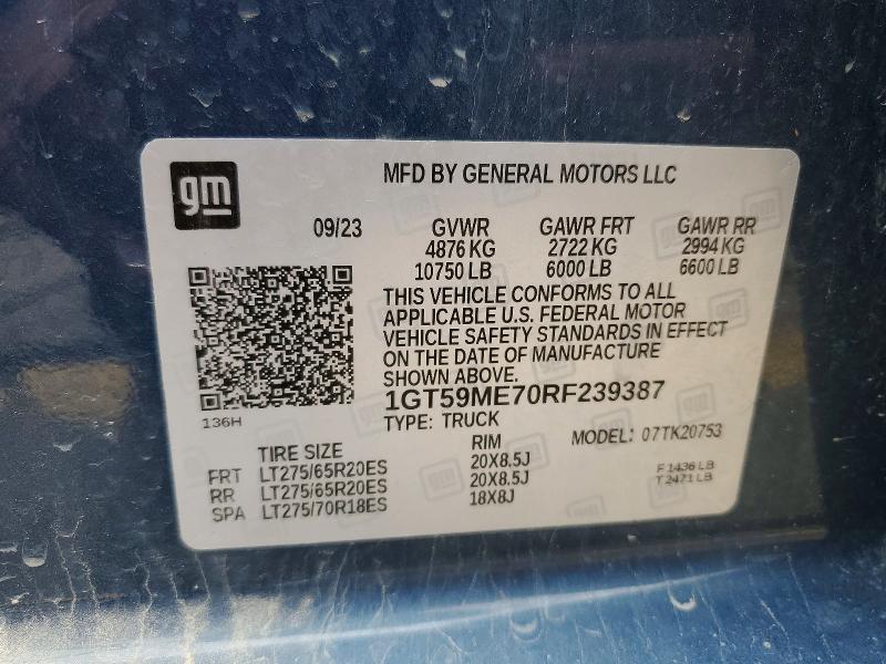 Продажа на аукционе авто 2024 Gmc Sierra, vin: 1GT59ME70RF239387, номер лота: 61938456