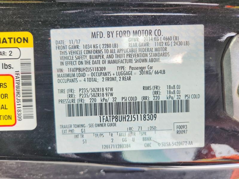 Aukcja sprzedaży 2018 Ford Mustang, vin: 1FATP8UH2J5118309, numer aukcji: 62430066
