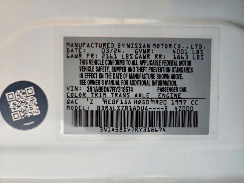 Продаж на аукціоні авто 2024 Nissan Sentra, vin: 3N1AB8DV7RY318674, номер лоту: 59643976