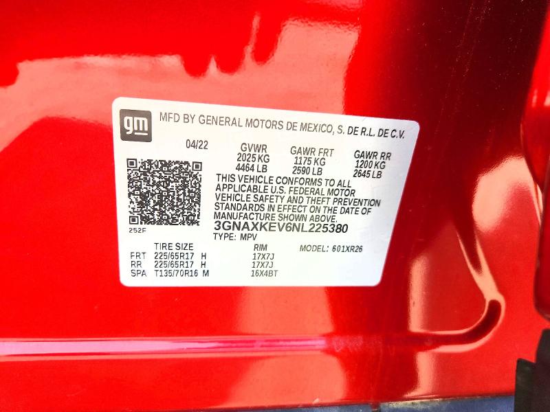 Продажа на аукционе авто 2022 Chevrolet Equinox, vin: 3GNAXKEV6NL225380, номер лота: 56193226