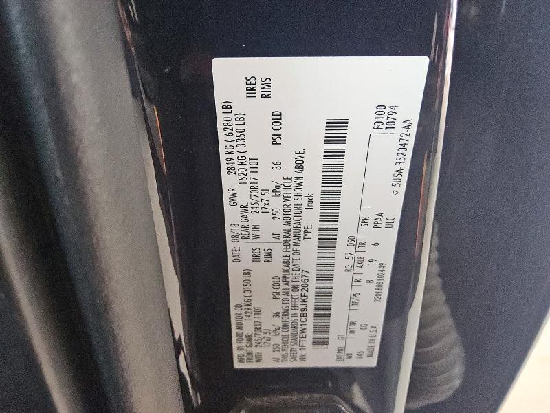 Продаж на аукціоні авто 2018 Ford F150, vin: 1FTEW1CB9JKF20677, номер лоту: 59754706
