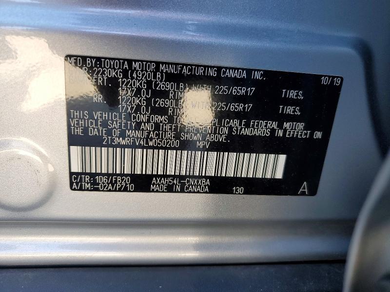 Продаж на аукціоні авто 2020 Toyota Rav4, vin: 2T3MWRFV4LW050200, номер лоту: 60053386