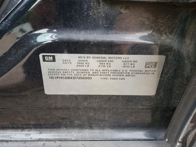 62504566 :رقم المزاد ، 1G1PH5SBXD7266909 vin ، 2013 Chevrolet Cruze مزاد بيع