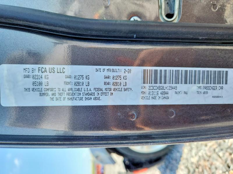 Продажа на аукционе авто 2020 Dodge Charger, vin: 2C3CDXBG8LH129449, номер лота: 59071046