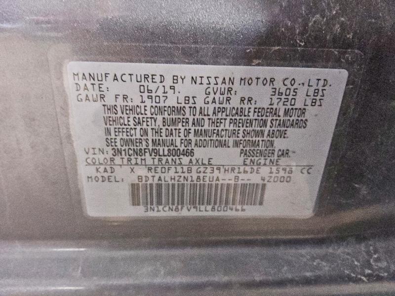 60831616 :رقم المزاد ، 3N1CN8FV9LL800466 vin ، 2020 Nissan Versa مزاد بيع