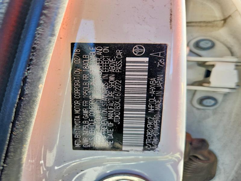 2018 Toyota Prius C მანქანა იყიდება აუქციონზე, vin: JTDKDTB3XJ1612272, აუქციონის ნომერი: 61971506