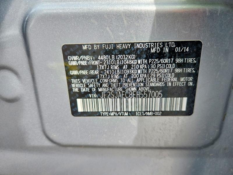 Aukcja sprzedaży 2014 Subaru Forester, vin: JF2SJAEC8EH557005, numer aukcji: 62600056