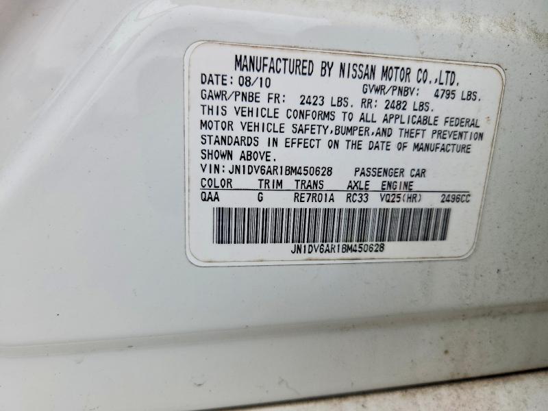Продажа на аукционе авто 2011 Infiniti G25 Sedan, vin: JN1DV6AR1BM450628, номер лота: 61180706
