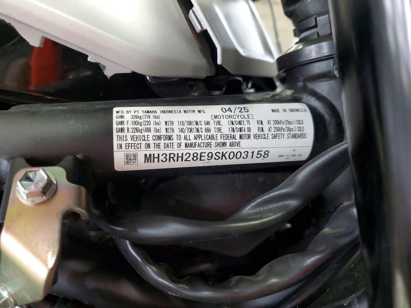 2025 Yamaha Mtn320 მანქანა იყიდება აუქციონზე, vin: MH3RH28E9SK003158, აუქციონის ნომერი: 60993256