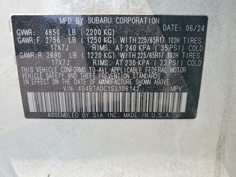 Aukcja sprzedaży 2025 Subaru Outback, vin: 4S4BTADC1S3106142, numer aukcji: 60814866