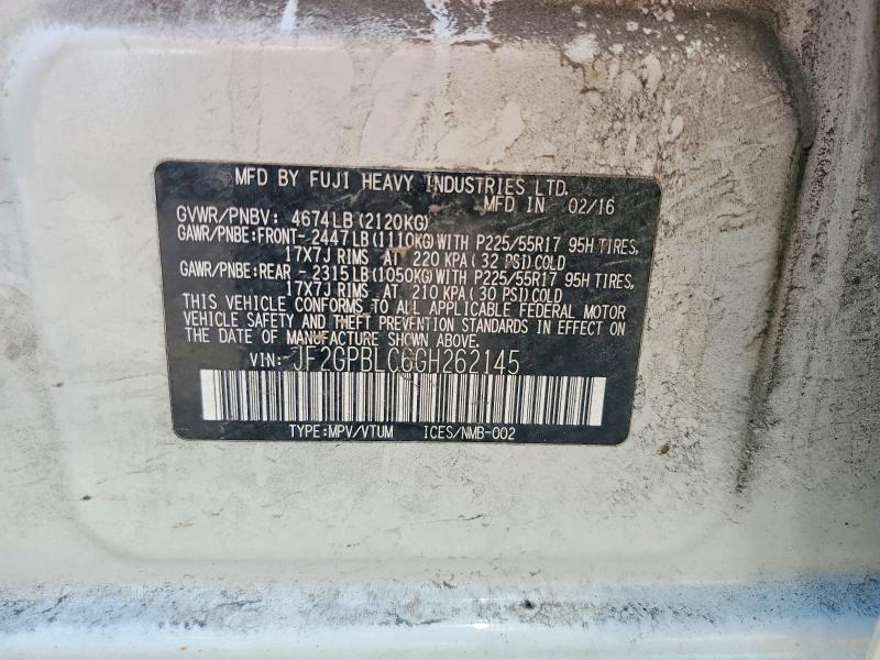 61586466 :رقم المزاد ، JF2GPBLC6GH262145 vin ، 2016 Subaru Crosstrek مزاد بيع
