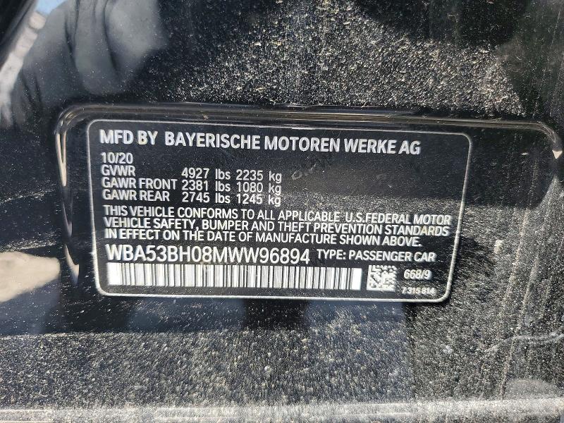 Aukcja sprzedaży 2021 Bmw 530, vin: WBA53BH08MWW96894, numer aukcji: 61772526