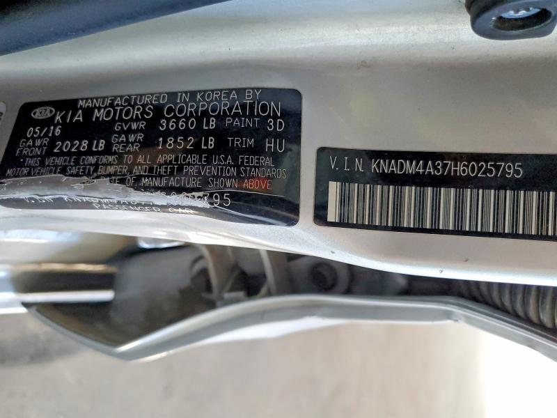 2017 Kia Rio მანქანა იყიდება აუქციონზე, vin: KNADM4A37H6025795, აუქციონის ნომერი: 62834026