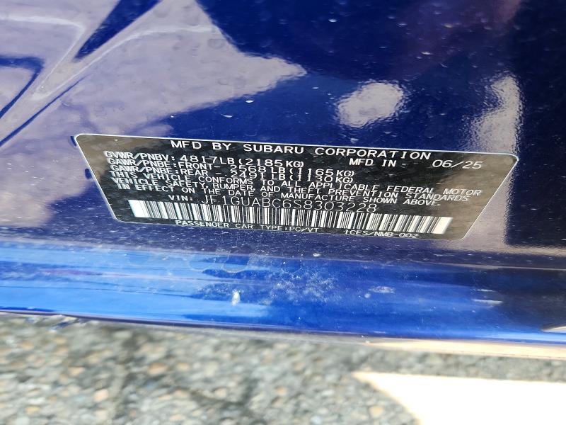61347096 :رقم المزاد ، JF1GUABC6S8303228 vin ، 2025 Subaru Impreza مزاد بيع