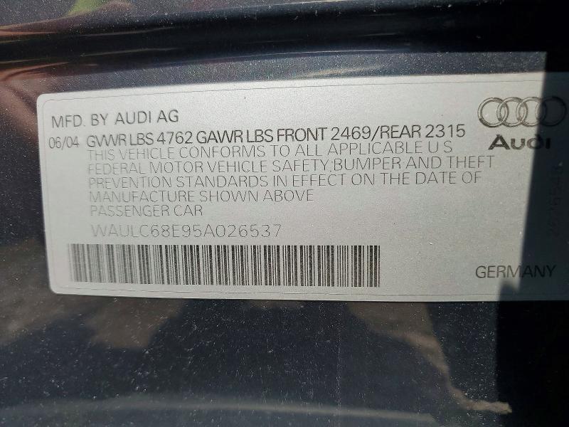 Продажа на аукционе авто 2005 Audi A4, vin: WAULC68E95A026537, номер лота: 60471906