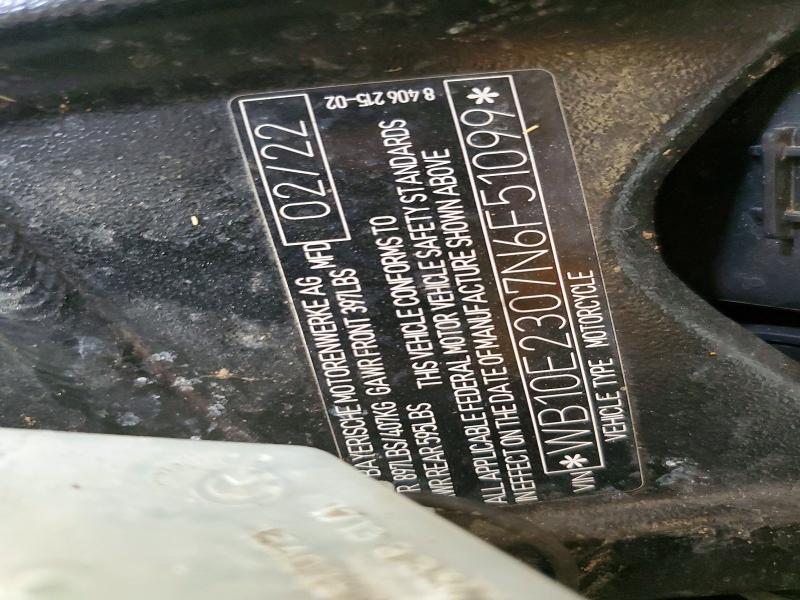 61547466 :رقم المزاد ، WB10E2307N6F51099 vin ، 2022 Bmw S 1000 مزاد بيع
