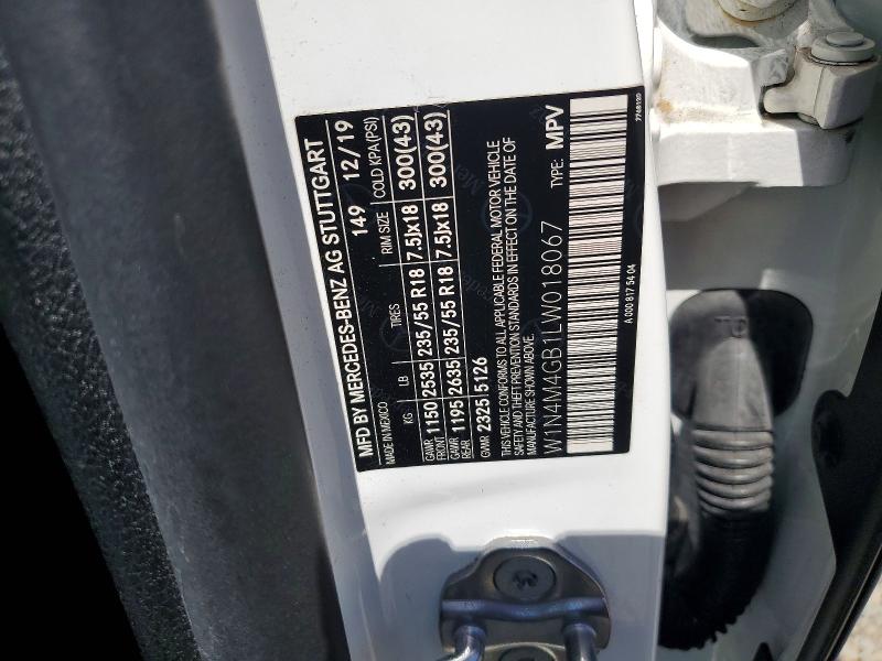 62806986 :رقم المزاد ، W1N4M4GB1LW018067 vin ، 2020 Mercedes-benz Glb مزاد بيع