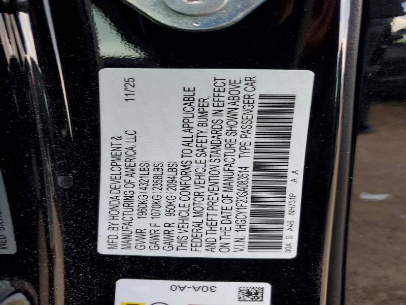 Продажа на аукционе авто 2025 Honda Accord, vin: 1HGCY1F20SA083514, номер лота: 60300486